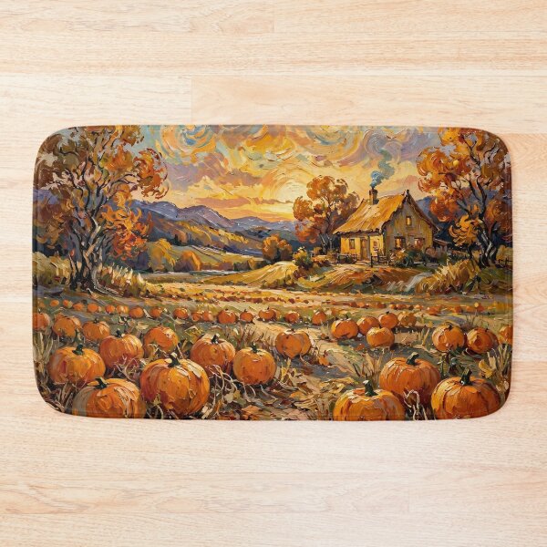 Item preview, Autumn Pumpkin Field with Cottage designed and sold by Late Theory.