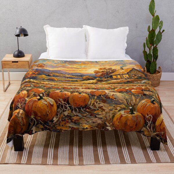 Item preview, Autumn Pumpkin Field with Cottage designed and sold by Late Theory.