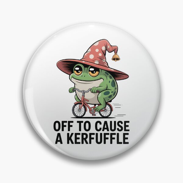 Item preview, Off To Cause A Kerfuffle – Funny Cottagecore Frog On Bicycle designed and sold by LoFizzy.