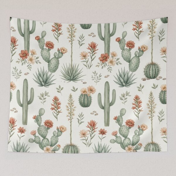Item preview, Desert Botanical Cactus Watercolor Seamless Pattern designed and sold by ShivCraftStudio.