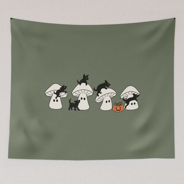 Item preview, Halloween Ghost Mushrooms and Black Dogs Cute Spooky Art designed and sold by AmiGraph.