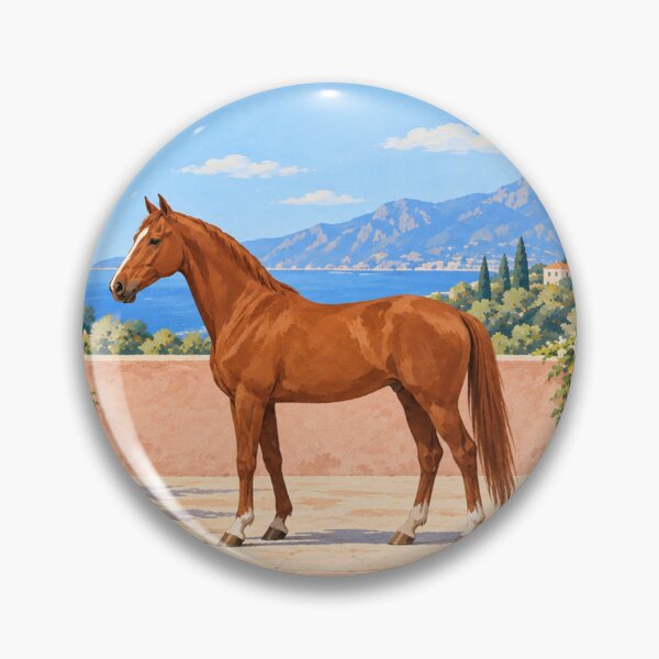Item preview, Chestnut Horse in a Lemon Courtyard designed and sold by Glottopia.