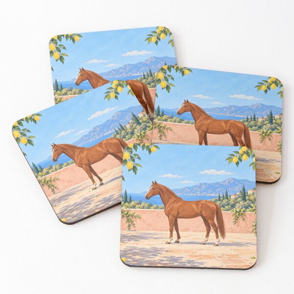 Item preview, Chestnut Horse in a Lemon Courtyard designed and sold by Glottopia.