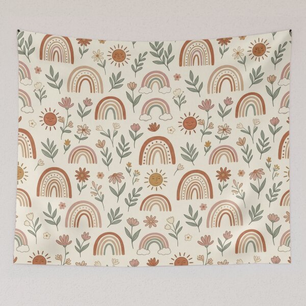 Item preview, Boho Rainbow Suns Arches Seamless Pattern designed and sold by ShivCraftStudio.