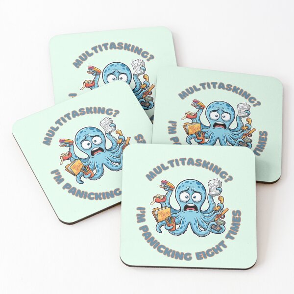 Item preview, Multitasking Funny Panicking Octopus Office Humor designed and sold by ZeroContextArt.