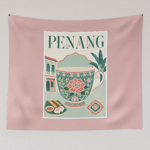 Item preview, Penang Peranakan Teacup Malaysia Travel Poster designed and sold by Beyond Destinations.