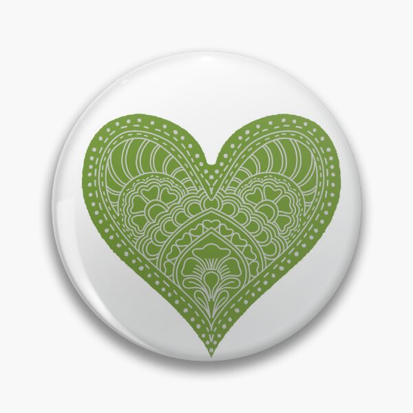 Item preview, Olive Green Mandala Heart Henna Boho Earthy Doodle designed and sold by DColourMuse.