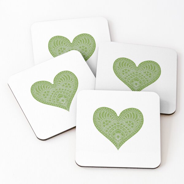 Item preview, Olive Green Mandala Heart Henna Boho Earthy Doodle designed and sold by DColourMuse.
