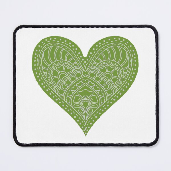 Item preview, Olive Green Mandala Heart Henna Boho Earthy Doodle designed and sold by DColourMuse.