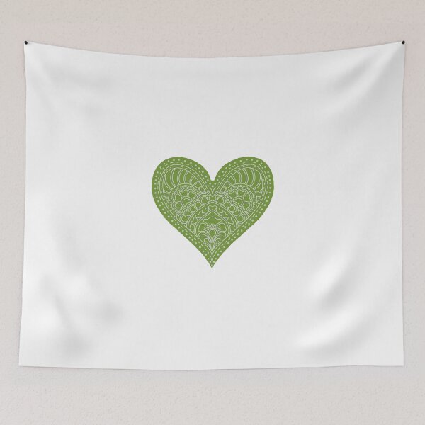Item preview, Olive Green Mandala Heart Henna Boho Earthy Doodle designed and sold by DColourMuse.