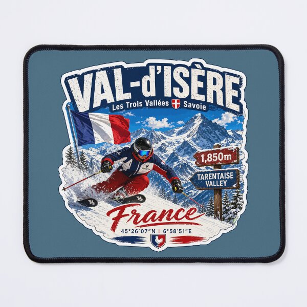 Item preview, Val-d'Isere France Skiing Ski Alps Espace Killy Sticker TShirt 02 designed and sold by OuterShellUK.