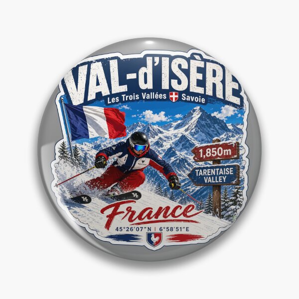 Item preview, Val-d'Isere France Skiing Ski Alps Espace Killy Sticker TShirt 02 designed and sold by OuterShellUK.