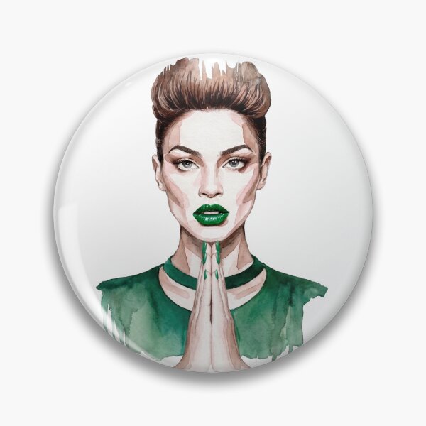 Item preview, Green Lipstick Fashion Woman Praying Hands Art designed and sold by Veganizer.art.
