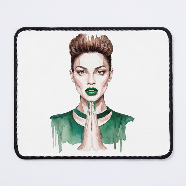 Item preview, Green Lipstick Fashion Woman Praying Hands Art designed and sold by Veganizer.art.