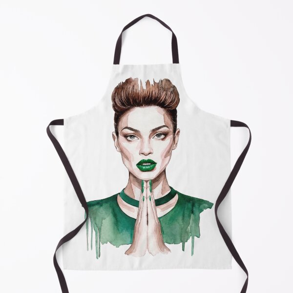 Item preview, Green Lipstick Fashion Woman Praying Hands Art designed and sold by Veganizer.art.