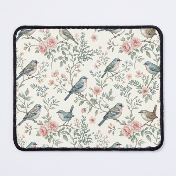 Item preview, English Garden Songbirds Floral Seamless Pattern designed and sold by ShivCraftStudio.