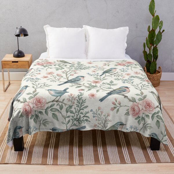 Item preview, English Garden Songbirds Floral Seamless Pattern designed and sold by ShivCraftStudio.