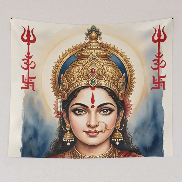 Item preview, Maa Durga Devotional Portrait Art designed and sold by hutofdesigns.