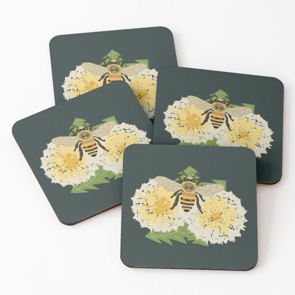 Item preview, Bumblebee illustration featuring dandelion flowers Cottagecore Art  designed and sold by LeshanArt.