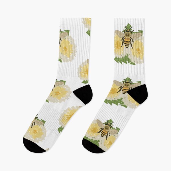 Item preview, Bumblebee illustration featuring dandelion flowers Cottagecore Art  designed and sold by LeshanArt.