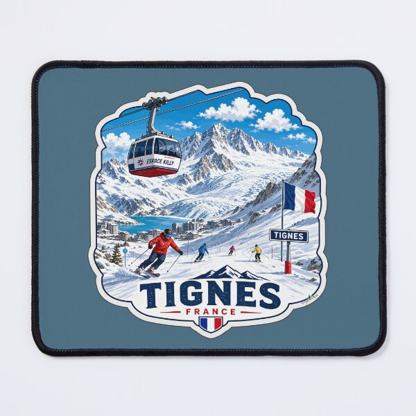 Item preview, Tignes Ski France Skiing Alps Espace Killy Sticker TShirt 06 designed and sold by OuterShellUK.