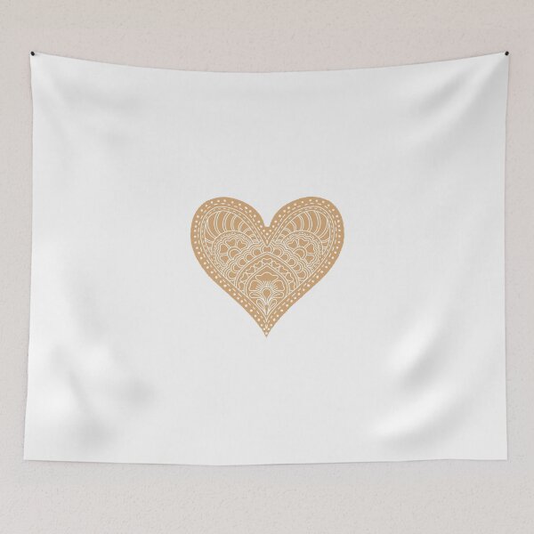 Item preview, Caramel Gold Mandala Heart Henna Boho Neutral Art designed and sold by DColourMuse.