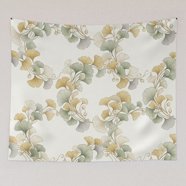 Item preview, Japanese Ginkgo Leaves Luxury Seamless Pattern designed and sold by ShivCraftStudio.