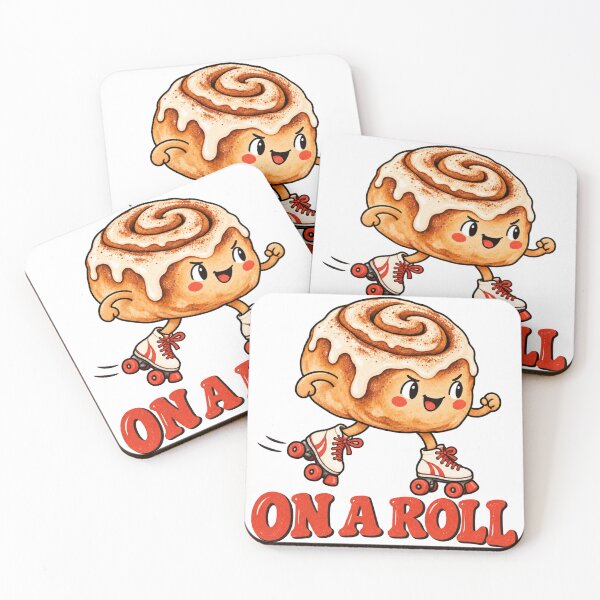 Item preview, Cute Cinnamon Roll on Roller Skates designed and sold by cookingtherapy.