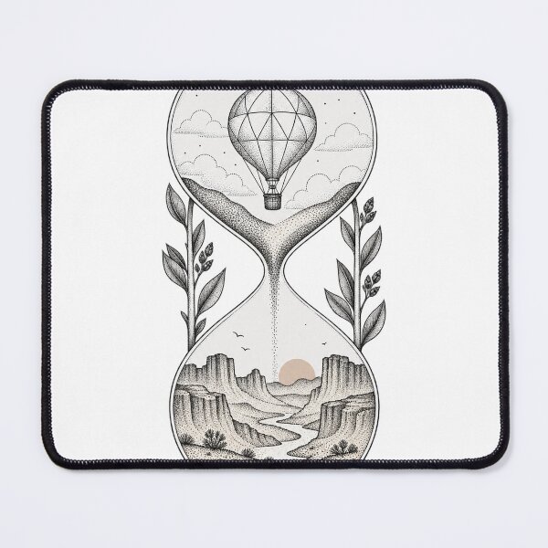 Item preview, Hourglass hot air balloon desert canyon dotwork designed and sold by LongIslandDesgn.