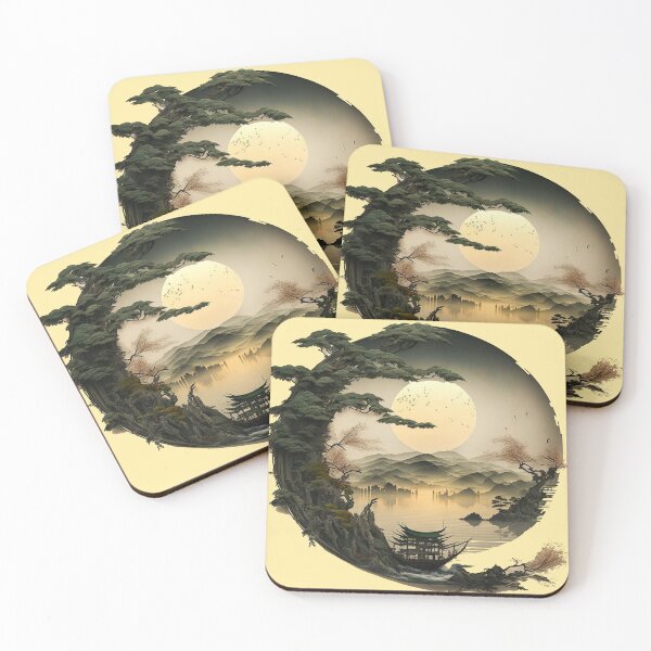Item preview, Japanese Full Moon Night – Zen Aesthetic Lunar Art designed and sold by oceantospace.