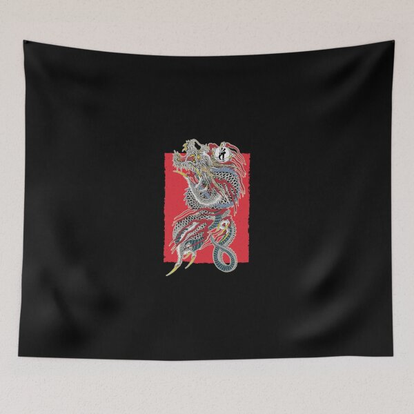 Item preview, Traditional Asian Dragon Tattoo Red Banner Art designed and sold by CalebMayo.