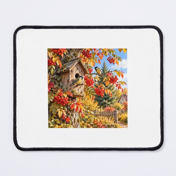 Item preview, Autumn Woodland Birds and Rowan Berries designed and sold by IrinaVisual.
