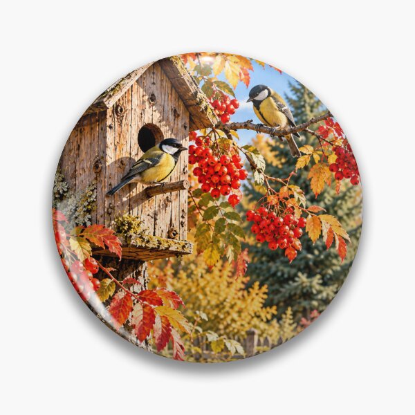 Item preview, Aves del bosque en otoño y bayas de serbal designed and sold by IrinaVisual.