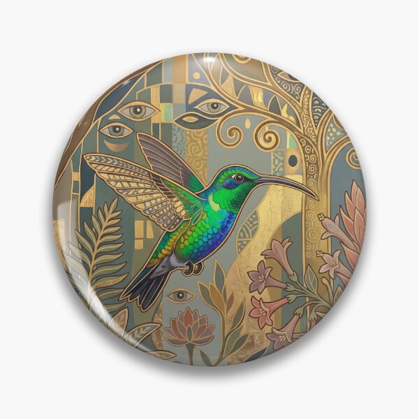 Item preview, Green-Throated Carib: Art Nouveau Vienna Secession Hummingbird Fine Art Print designed and sold by FreiherrPK.
