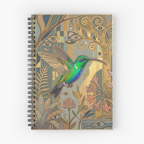 Item preview, Green-Throated Carib: Art Nouveau Vienna Secession Hummingbird Fine Art Print designed and sold by FreiherrPK.