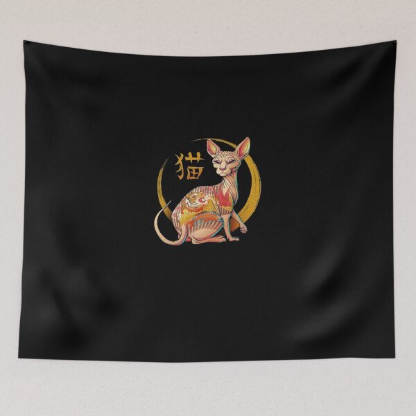 Item preview, Sphynx Cat Traditional Tiger Tattoo Golden Sun Art designed and sold by CalebMayo.