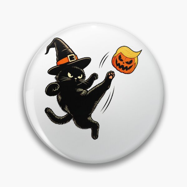 Item preview, Black Cat Witch Kicking Trumpkin Funny Anti Trump Halloween designed and sold by watanabeee.