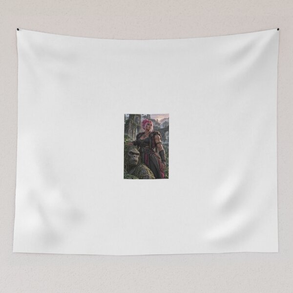 Item preview, Pink Haired Warrior Leaning on Gorilla designed and sold by CathryneDelamort.
