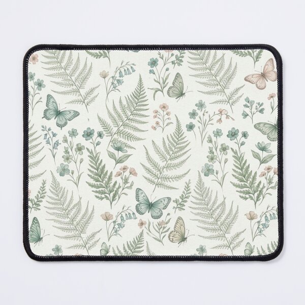 Item preview, Fern Leaves Butterflies Botanical Seamless Pattern designed and sold by ShivCraftStudio.