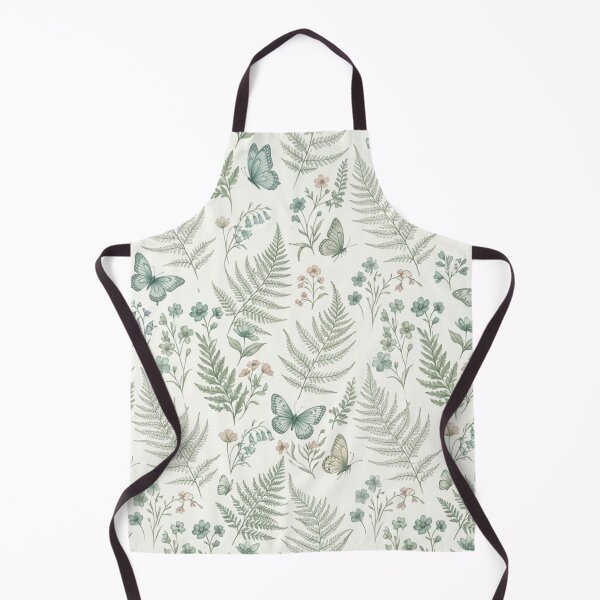 Item preview, Fern Leaves Butterflies Botanical Seamless Pattern designed and sold by ShivCraftStudio.