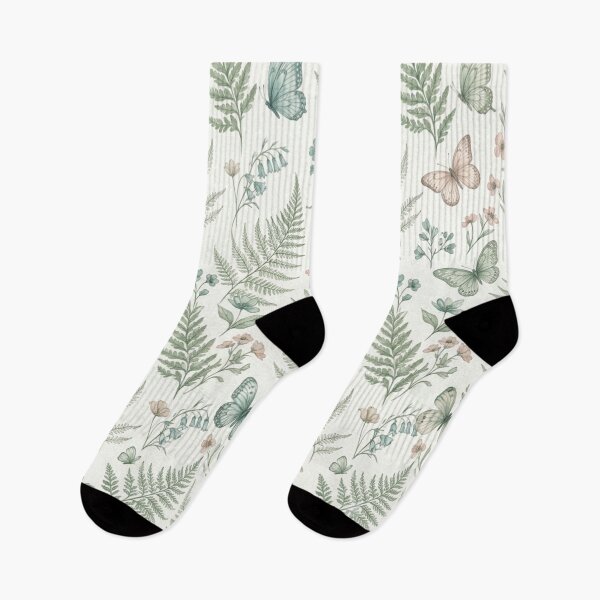 Item preview, Fern Leaves Butterflies Botanical Seamless Pattern designed and sold by ShivCraftStudio.