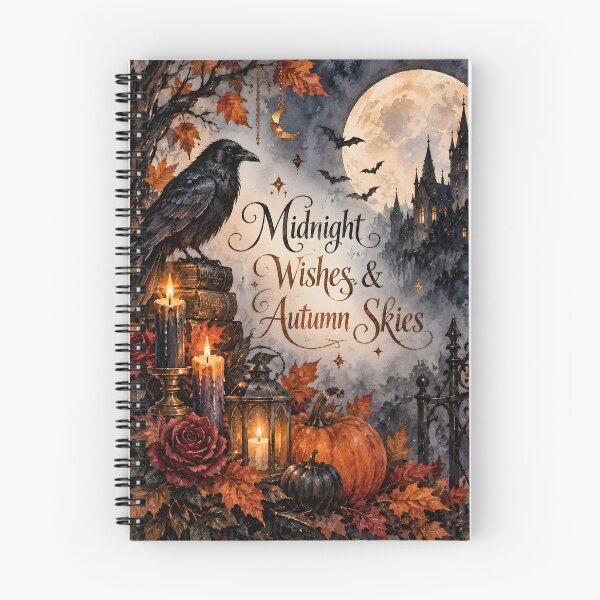 Item preview, Midnight Wishes & Autumn Skies – Gothic Raven Halloween Watercolor designed and sold by blankTeeShirt.