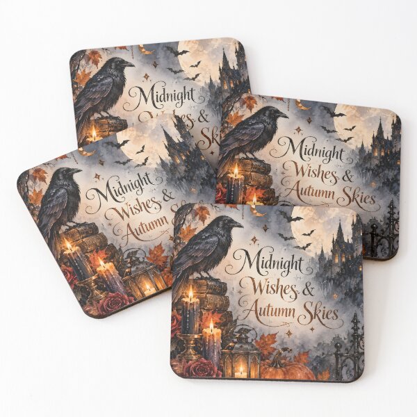 Item preview, Midnight Wishes & Autumn Skies – Gothic Raven Halloween Watercolor designed and sold by blankTeeShirt.