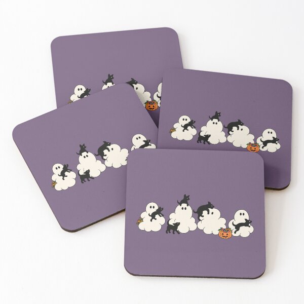 Item preview, Puffy Ghosts and Black Dogs Cute Halloween Art designed and sold by AmiGraph.
