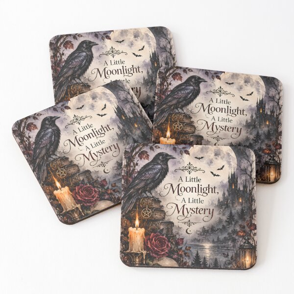 Item preview, A Little Moonlight, A Little Mystery – Gothic Raven & Moon Watercolor designed and sold by blankTeeShirt.
