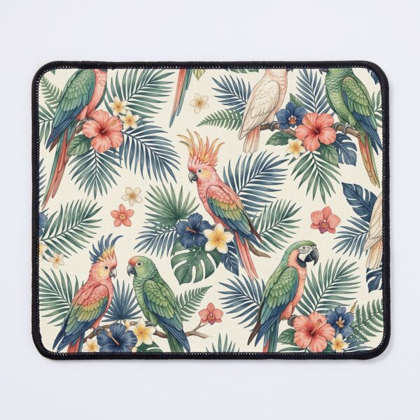 Item preview, Exotic Tropical Parrots Palm Seamless Pattern designed and sold by ShivCraftStudio.