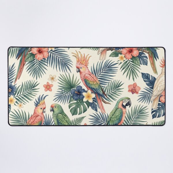 Item preview, Exotic Tropical Parrots Palm Seamless Pattern designed and sold by ShivCraftStudio.