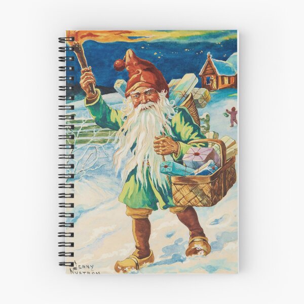 Item preview, Vintage Vintage Swedish Tomte with Torch & Gifts - Jenny Nyström Christmas Watercolor Art designed and sold by CulturalCurios.