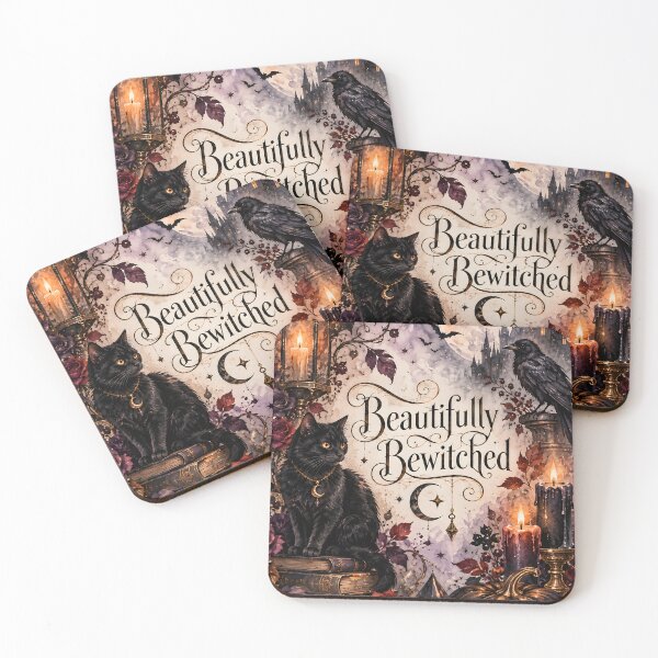 Item preview, Beautifully Bewitched – Gothic Black Cat, Raven & Moon Halloween Art designed and sold by blankTeeShirt.