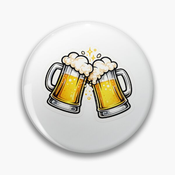 Item preview, Cheers Beer Mug Sticker – Clinking Golden Beer Glasses Cartoon Illustration designed and sold by GozdeSoftChaos.